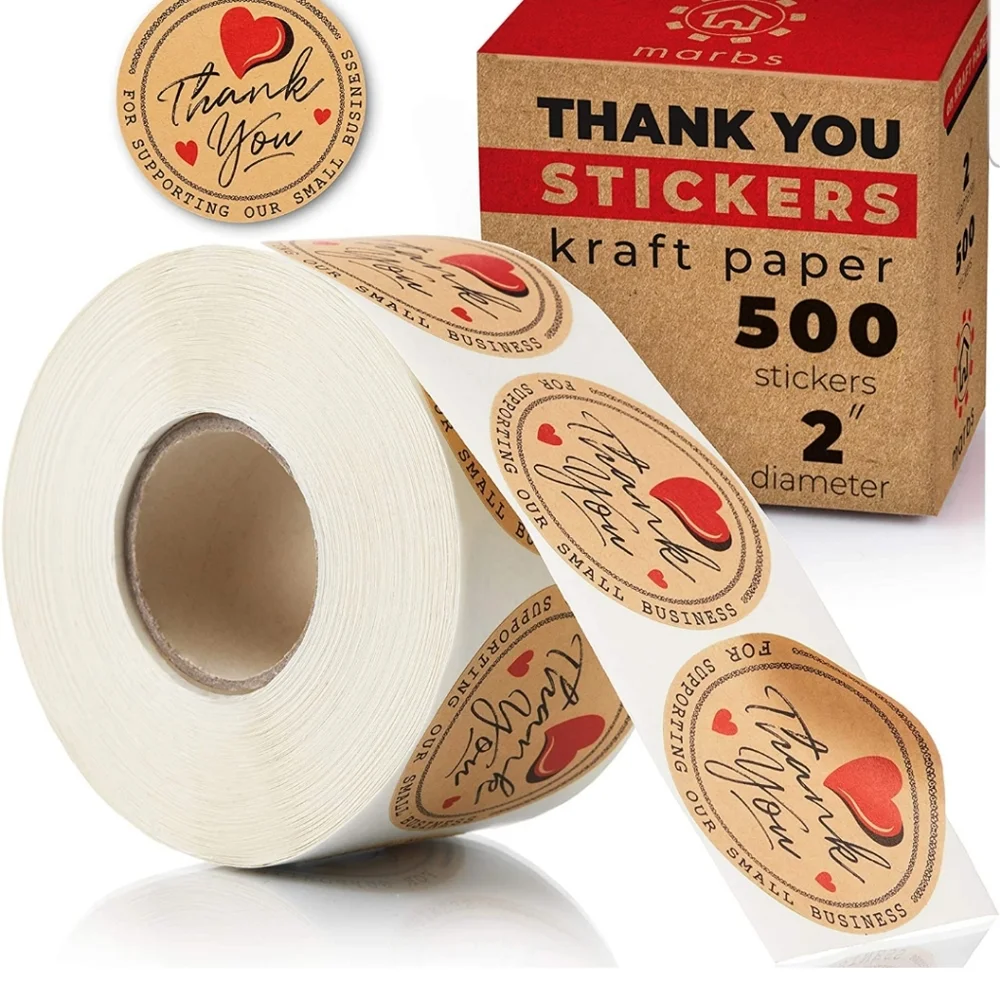 60 ct  2 inch  Kraft Paper THANK YOU FOR SUPPORTING OUR SMALL BUSINESS